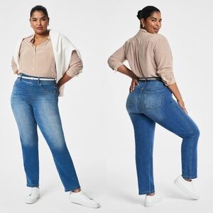 Spanx Womens‎ Straight Leg Jeans M Vintage Indigo Blue Pull On Slimming Comfort